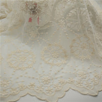 130cm Width Vintage Daisy Geometric Flower Pattern Embroidery  Lace Fabric by the Yard