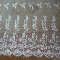 17 インチ幅タンポポの花刺繍レース生地ヤード