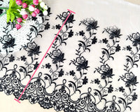 2 Yards of 42cm Width Organza Floral Branch Embroidery Lace Fabric Trim