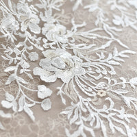 130cm Width x 95cm Length Premium Flower Embroidered Wedding Bridal Dress Lace Fabric