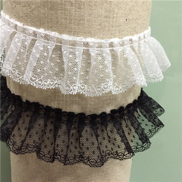 3 Yards of 5cm Width Pleated Ruffle Lace Trim with Dots – iriz Lace