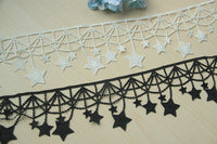 2 ヤードの 11 センチメートル幅ハンギングカーテン Beeds 星縫製刺繍レース装飾フリンジタッセル