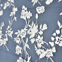 130cm Width x 95cm Length Premium Vine Flower Embroidered Wedding Bridal Dress Lace Fabric