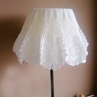 Handmade Crochet Cotton Woven Lampshade Cover Tablecloth Place Mat White