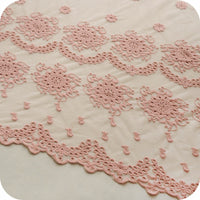 19” Width Cotton Embroidery Pink Eyelet Lace Fabric by the Yard