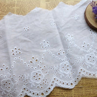 3 Yards of 20cm Width Vintage Cotton Fabric Fringe Eyelet Trim