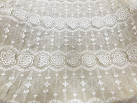 49” Width 3D Parallel Floral Embroidery Cotton Fabric by The Yard