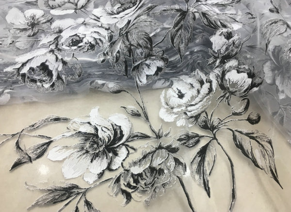 110” Width Impressional Peony Floral Print Organza Fabric by The Yard –  iriz Lace