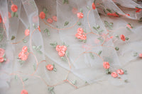 130cm Width Floral Pattern Embroidery Lace Fabric by the Yard