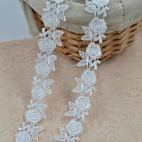 5 Yards of Rose Floral Embroidery Lace Embellishment Ribbon