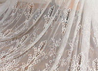 150cm Width x 300cm Length Premium Vintage Hollow out Eyelash Embroidery Lace Fabric