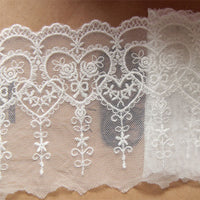 3 Yards of 10cm Width Flor Rose and Heart Shape Embroidery Lace Trim