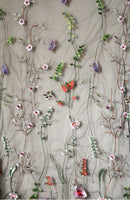 130cm Width Botanical Vine Floral Embroidery Lace Fabric by the Yard