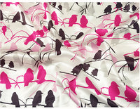 140cm Width x 95cm Length Premium Birds on Branches Silk Fabric