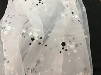 130cm Width Black and White Organza Floral Embroidery Lace Fabric by the Yard