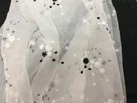 130 cm 幅黒と白のオーガンザ花刺繍レース生地ヤード