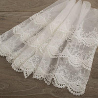 12” Width Vintage 3-Tiered Floral Embroidery Lace Fabric Skirt Hem by the Yard