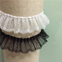 3 Yards of 5cm Width Pleated Ruffle Lace Trim with Dots