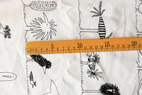 150cm Width x 95cm Length Cartoon Birds Sketch Abstract Birds Print Cotton Linen Fabric