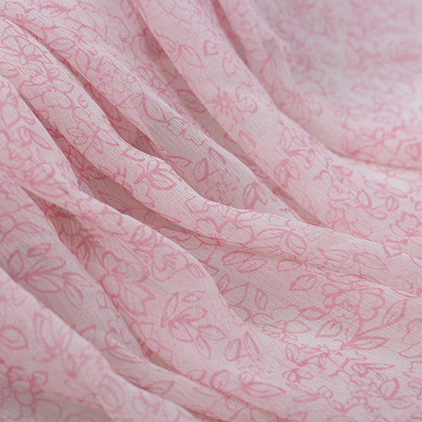 43” Width Pink Fairy Jojoe Crimping Silk Chiffon Floral Print Fabric by the Yard