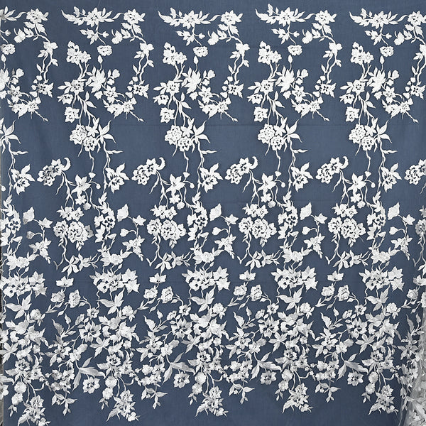 130cm Width x 95cm Length Premium Vine Flower Embroidered Wedding Bridal Dress Lace Fabric
