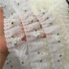 2 Yards of 4cm Width Pure White Embroidery Lace Fabric Trim with 3D Flowers
