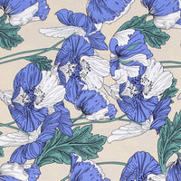 140cm Width Blue Style Botanical Floral Print Fabric by the Yard