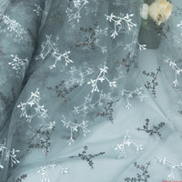 140 Width x 95cm Length Premium Branch Floral Embroidery  Lace Fabric with Sequins