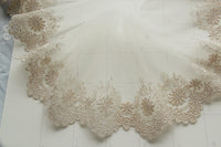 3 Yards of 4” Width Golden Line Daisy Floral Embroidery Lace Fabric Trim