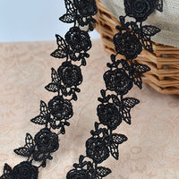 5 Yards of Rose Floral Embroidery Lace Embellishment Ribbon