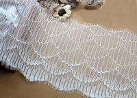 27cm Width x 300cm Length Feather-like Eyelash Embroidery Lace Fabric Trim