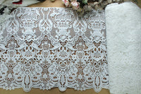 幅45cm x 長さ95cm ヴィンテージ 水溶性 中空アウト 花刺繍 レース生地トリム