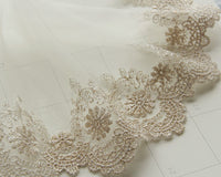 3 Yards of 4” Width Golden Line Daisy Floral Embroidery Lace Fabric Trim