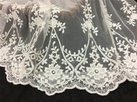 Premium Branch Flower Cotton Embroidery Lace Fabric by The Yard (105cm Width