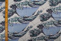 140cm Width Japanese The Great Wave Print Cotton Fabric by the Yard