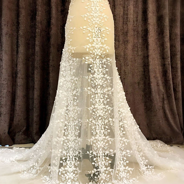 53 Width Leaf Clusters Embroidery Wedding Bridal Lace Fabric by the Y iriz Lace 53 Width Leaf Clusters Embroidery Wedding Bridal Lace Fabric by the Y iriz Lace