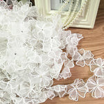 2 Yards of 6cm Width Two Tiers Organza Embroidery Flower Applique– 17 Flowers per Yard