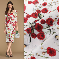 55” Width Daisy and Rose Flower Print Fabric by The Yard