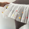 17cm width Handmade Ruffled Tulle Lace Trim with Color Balls by the Yard