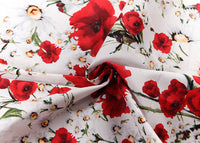 55” Width Daisy and Rose Flower Print Fabric by The Yard