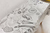 145cm Width x 95cm Length Black and White Vegetables Sketch  Print Cotton Linen Fabric