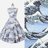 140cm Width Japanese The Great Wave Print Cotton Fabric by the Yard