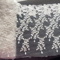 3 Yards of 24cm Width Floral Embroidery Lace Trim