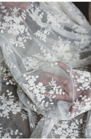 130cm Width Floral Embroidery Lace Fabric by the Yard