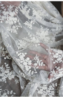 130cm Width Floral Embroidery Lace Fabric by the Yard