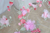 130cm Width x 95cm Length 3D Pink Flowers Plus Red Floral Embroidery Lace Fabric