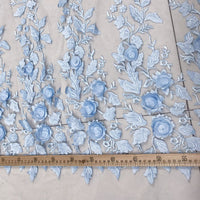 幅125cm x 長さ95cm プレミアムスパンコール 3D 花刺繍 ウェディングレース生地