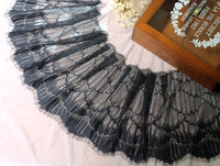 27cm Width x 300cm Length Feather-like Eyelash Embroidery Lace Fabric Trim