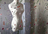 130cm Width Botanical Vine Floral Embroidery Lace Fabric by the Yard