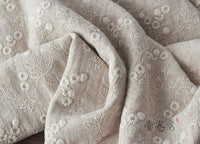 125cm Width Thick Floral  Embroidery Cotton Linen Fabric  by the Yard